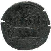Sestertius - Marcus Aurelius and Commodus IMP VIII COS III P P LIBERALITAS AVG VII S C, Rome, 176-177 reverse image