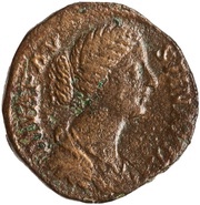 Sestertius - Faustina the Younger AETERNITAS S C; Aeternitas obverse image