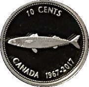 10 Cents - Elizabeth II Centennial Mackerel; 2017 Version, Canada, 2017 reverse image