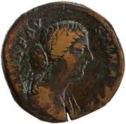 Sestertius - Faustina the Younger SIDERIBVS RECEPTA S C obverse image