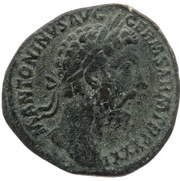 Sestertius - Marcus Aurelius FELICITAS AVG IMP VIIII COS III P P S C; Felicitas obverse image