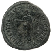 Sestertius - Marcus Aurelius FELICITAS AVG IMP VIIII COS III P P S C; Felicitas, Rome, 177 reverse image