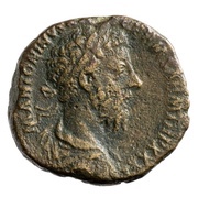 Sestertius - Marcus Aurelius IMP VIIII COS III P P S C; Pax obverse image