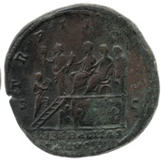 Sestertius - Commodus and Marcus Aurelius TR P II COS S C LIBERALITAS AVG; Liberalitas, Rome, 177 reverse image
