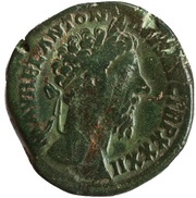Sestertius - Marcus Aurelius FELICITAS AVG IMP VIIII COS III P P S C; Felicitas obverse image