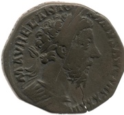 Sestertius - Marcus Aurelius FELICITAS AVG IMP VIIII COS III P P S C; Felicitas obverse image