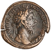 Sestertius - Marcus Aurelius IMP VIIII COS III P P S C; Aequitas obverse image