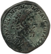 Sestertius - Marcus Aurelius IMP VIIII COS III P P S C; Aequitas obverse image
