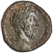 Sestertius - Marcus Aurelius FELICITAS AVG IMP VIIII COS III P P S C; Felicitas obverse image