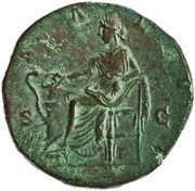 Sestertius - Crispina SALVS S C; Salus, Rome, 178-191 reverse image