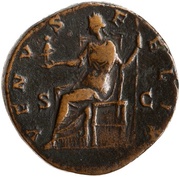 Sestertius - Crispina VENVS FELIX S C; Venus and Victory, Rome, 178-191 reverse image