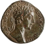 Sestertius - Commodus IMP III COS II P P S C; Minerva obverse image