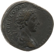 Sestertius - Commodus IMP III COS II P P S C; Minerva obverse image
