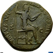 Sestertius - Marcus Aurelius VIRTVS AVG IMP X COS III P P S C; Virtus, Rome, 179-180 reverse image
