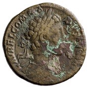 Sestertius - Commodus IOVI VICTORI IMP III COS II P P S C; Jupiter and Victory obverse image