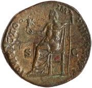 Sestertius - Commodus IOVI VICTORI IMP III COS II P P S C; Jupiter and Victory, Rome, 179-180 reverse image