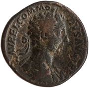 Sestertius - Commodus VIRTVS AVG IMP III COS II P P S C; Virtus obverse image