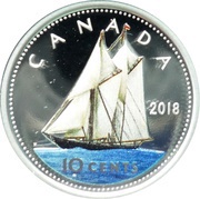 10 Cents - Elizabeth II Colored, Canada, 2018 reverse image