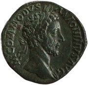 Sestertius - Commodus FEL AVG TR P VI IMP IIII COS III P P S C; Felicitas obverse image