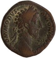 Sestertius - Commodus TR P VII IMP IIII COS III P P S C; Jupiter and Victory obverse image