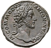 Sestertius - Commodus TR P VII IMP IIII COS III P P S C; Annona, Concordia, and Victory obverse image