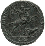 Sestertius - Commodus VIRTVTI AVGVSTI TR P VII IMP IIII COS III P P S C, Rome, 181-182 reverse image