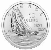 10 Cents - Elizabeth II Anniversary of the Bluenose, Canada, 2021 reverse image