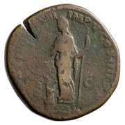 Sestertius - Commodus SALVS AVG TR P VIII IMP V COS IIII P P S C; Salus, Rome, 183 reverse image
