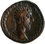 Sestertius - Commodus TR P VIII IMP VI COS IIII P P S C; Jupiter and Victory obverse image