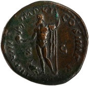 Sestertius - Commodus TR P VIII IMP VI COS IIII P P S C; Jupiter and Victory, Rome, 183 reverse image