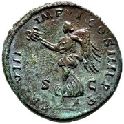 Sestertius - Commodus TR P VIII IMP VI COS IIII P P S C; Victory, Rome, 183 reverse image