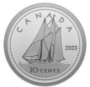 10 Cents In the name of Elizabeth II; Bluenose, Silver, Canada, 2023 reverse image