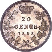 20 Cents - Victoria, Canada, 1858 reverse image
