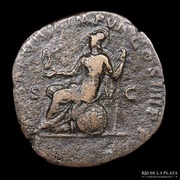 Sestertius - Commodus P M TR P VIIII IMP VI COS IIII P P S C; Roma and Victory, Rome, 183-184 reverse image