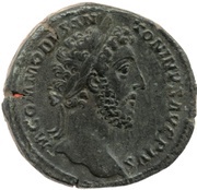 Sestertius - Commodus P M TR P VIIII IMP VI COS IIII P P S C; Felicitas obverse image