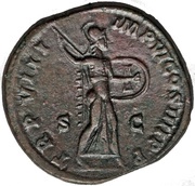 Sestertius - Commodus TR P VIIII IMP VI COS IIII P P S C; Minerva, Rome, 183-184 reverse image