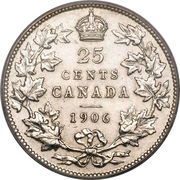 25 Cents - Edward VII, Canada, 1902-1909 reverse image