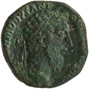 Sestertius - Commodus SALVS P M TR P VIIII IMP VII COS IIII P P S C; Salus, Spes, and Bacchus obverse image