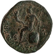 Sestertius - Commodus ITALIA P M TR P X IMP VII COS IIII P P S C; Italia, Rome, 184-185 reverse image