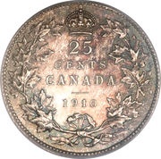 25 Cents - Edward VII, Canada, 1910 reverse image