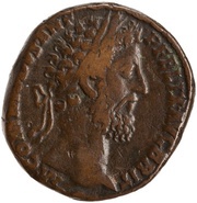 Sestertius - Commodus P M TR P XI IMP VII COS V P P S C; Roma and Victory obverse image
