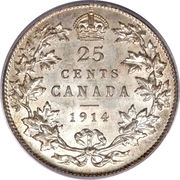 25 Cents - George V, Canada, 1912-1919 reverse image