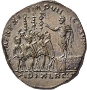 Sestertius - Commodus FID EXERCIT P M TR P XI IMP VII COS V P P S C, Rome, 186 reverse image