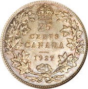 25 Cents - George V, Canada, 1920-1936 reverse image