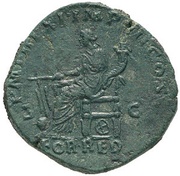 Sestertius - Commodus FORT RED P M TR P XI IMP VII COS V P P S C; Fortuna, Rome, 186 reverse image