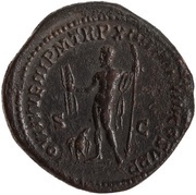 Sestertius - Commodus IOVI IVVENI P M TR P XII IMP VIII COS V P P S C; Jupiter, Rome, 186-187 reverse image