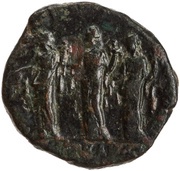 Sestertius - Commodus MON AVG P M TR P XII IMP VIII COS V P P S C; Three Monetae, Rome, 186-187 reverse image