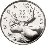 25 Cents - George VI w/o IND:IMP:, Canada, 1948-1952 reverse image