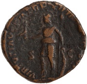 Sestertius - Commodus VIRTVTI AVG P M TR P XII IMP VIII COS V P P S C; Virtus and Victory, Rome, 186-187 reverse image