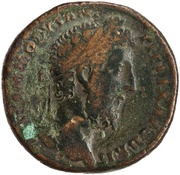 Sestertius - Commodus PACI AETERNAE COS V P P S C; Pax obverse image